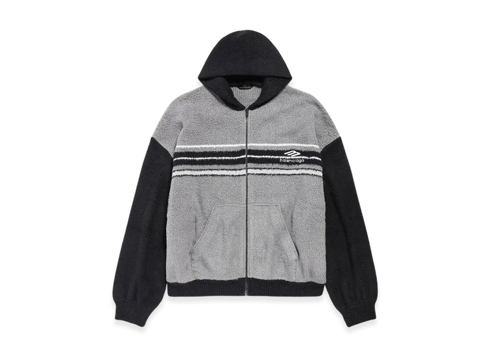 BALENCIAGA Fluffy Zip-Up Hoodie "Grey/Black"