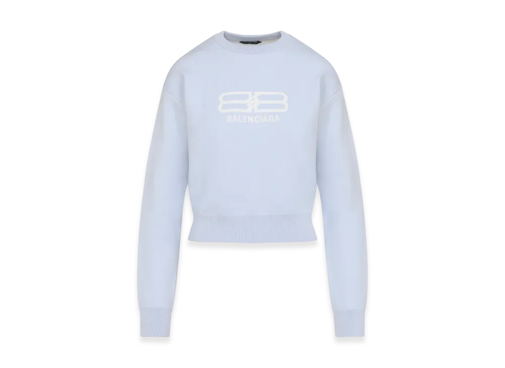 BALENCIAGA Women's Cropped Pullover "Light Blue Latte"