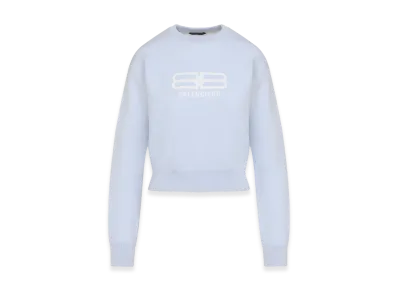 BALENCIAGA Women's Cropped Pullover "Light Blue Latte"