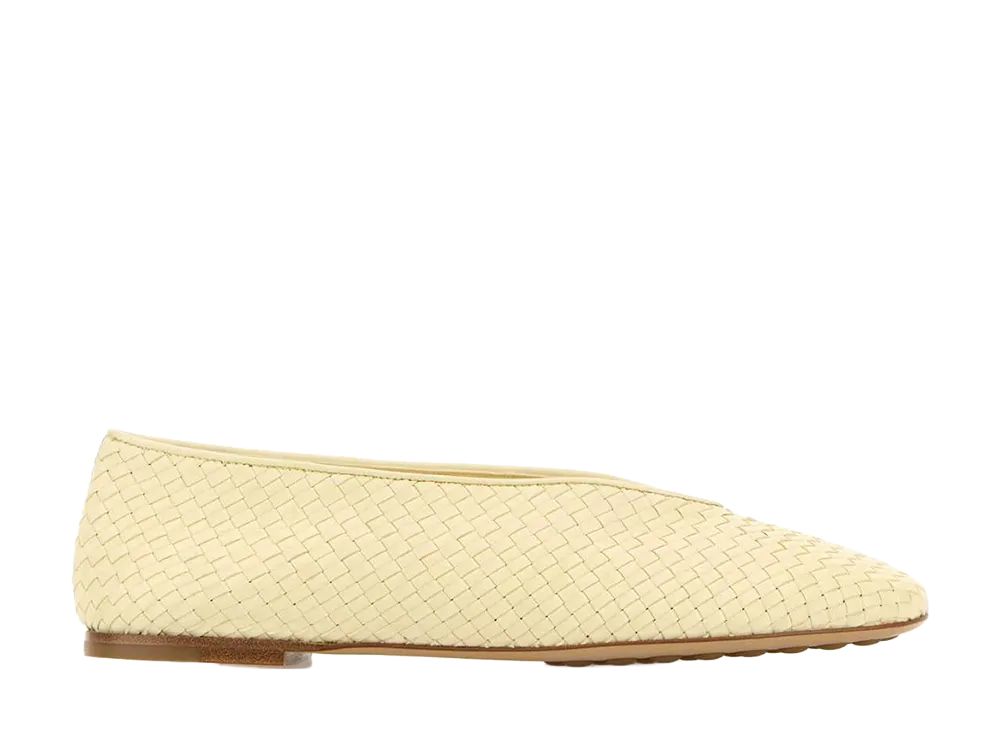 Bottega Veneta Women's Leather Rosa Ballerinas "Pastel Yellow"