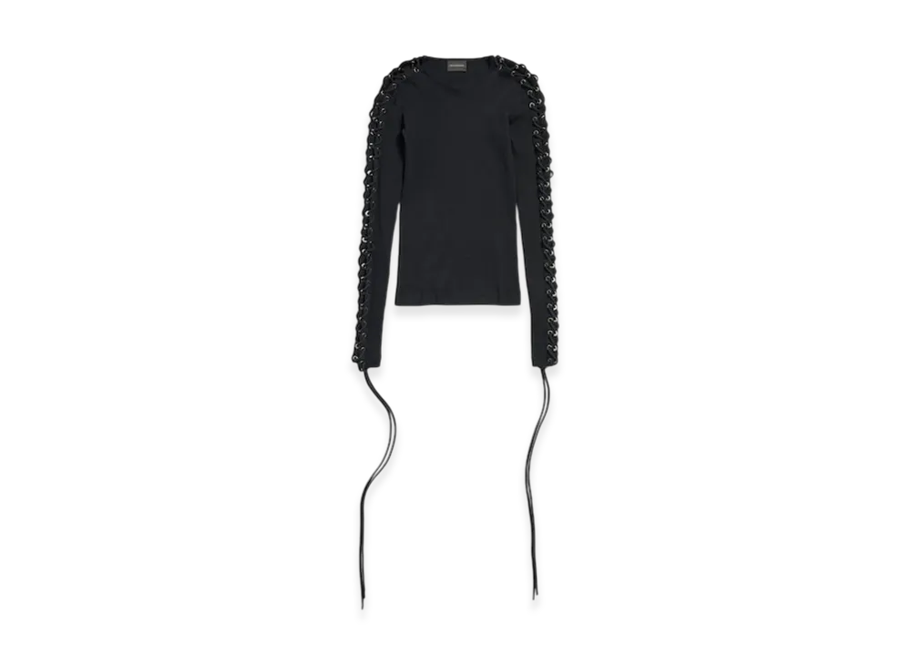 BALENCIAGA Women's Lace-up Long Sleeve T-shirt "Black"