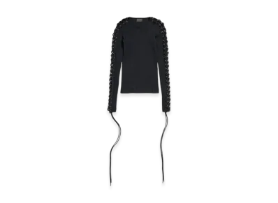 BALENCIAGA Women's Lace-up Long Sleeve T-shirt "Black"