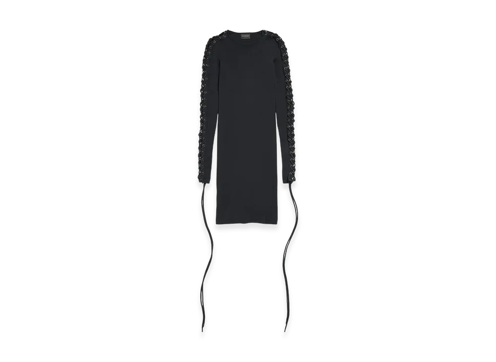 BALENCIAGA Women's Lace-up Long Sleeve Dress "Black"