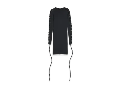 BALENCIAGA Women's Lace-up Long Sleeve Dress "Black"