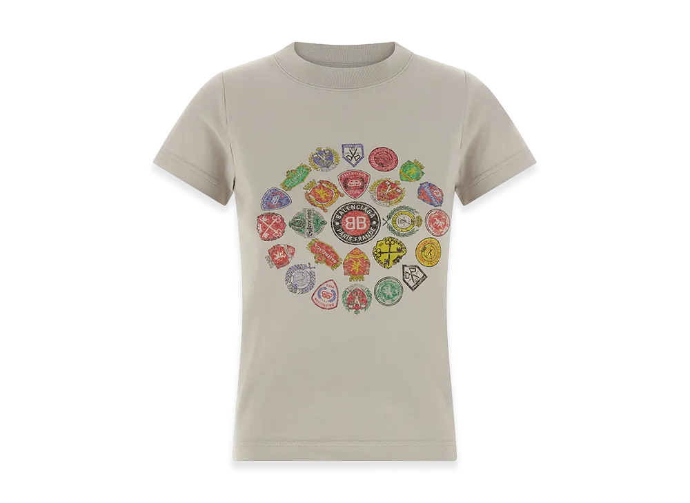 BALENCIAGA Women's Logo Print T-Shirt "Gray"