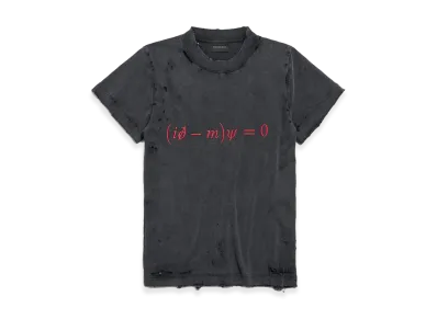 BALENCIAGA Women's Dirac Equation Fitted T-Shirt "Washed Black/Red"