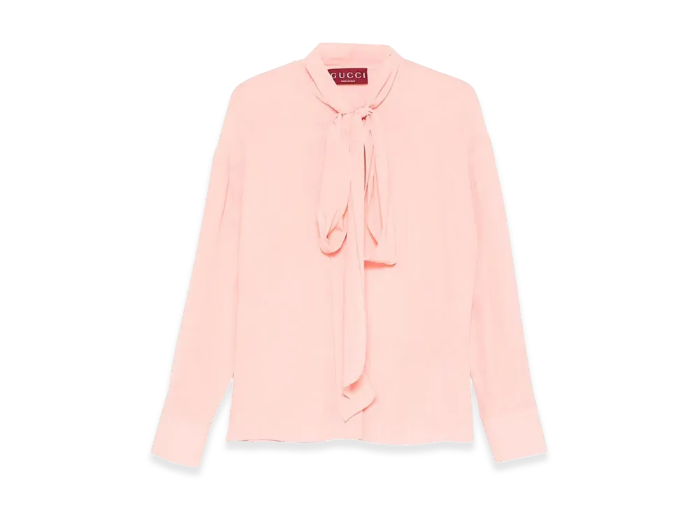 GUCCI Women's Crepe De Chine Bio Silk Shirt "Pink"