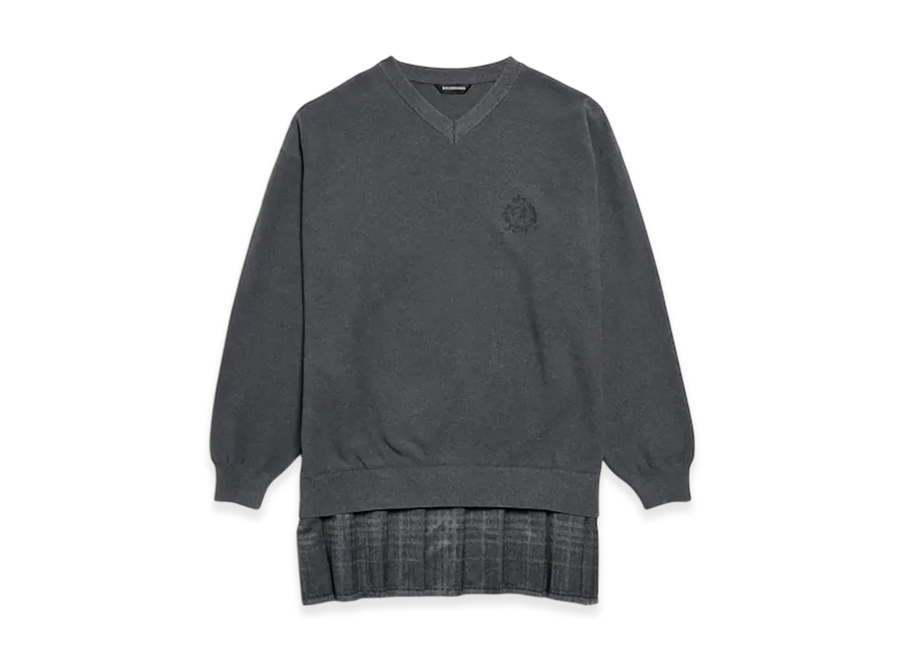 BALENCIAGA Women's Layered Sweater Dress "Heather Grey"