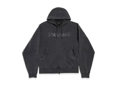 BALENCIAGA Standard Oversize Zip-up Hoodie "Faded Black"