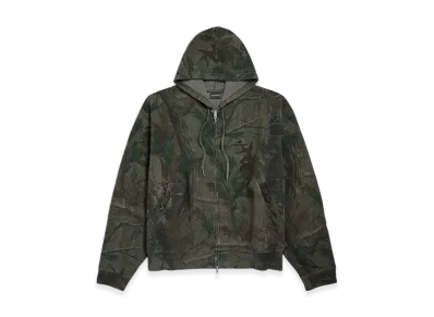 BALENCIAGA Diamond B Oversize Zip-up Hoodie "Forest Green"