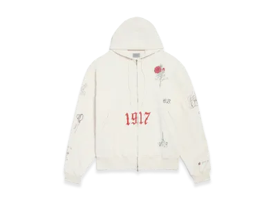 BALENCIAGA Tattoo Oversized Zip-Up Hoodie "Beige"