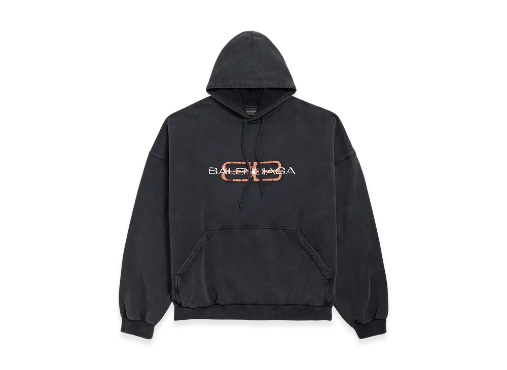 BALENCIAGA BB Icon Stencil Hoodie Large Fit "Faded Black"
