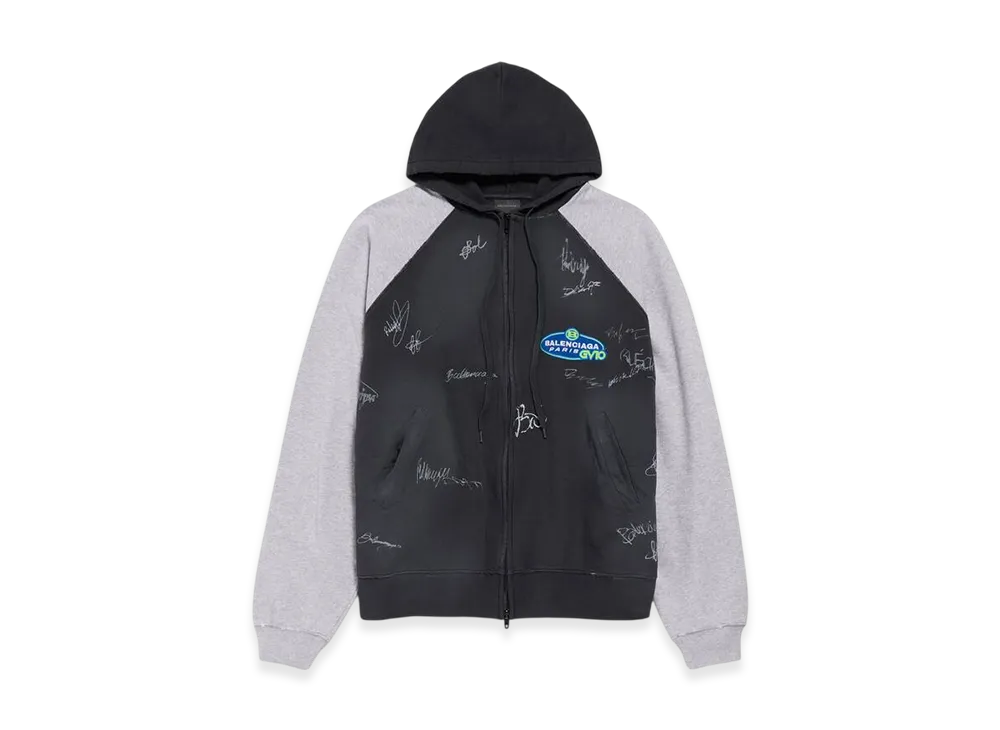BALENCIAGA Banana Raglan Oversized Zip-Up Hoodie "Faded Black"