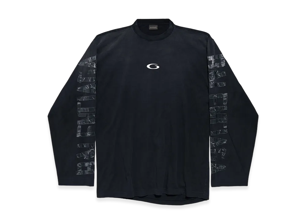 BALENCIAGA Transparent Tape Shifted Oversize Long Sleeve T-shirt "Faded Black"