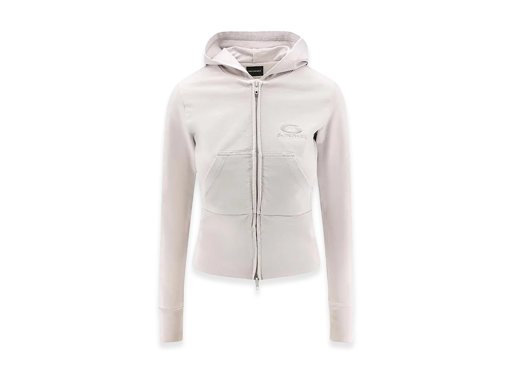 BALENCIAGA Women's Cotton Sweatshirt with Hood "White"