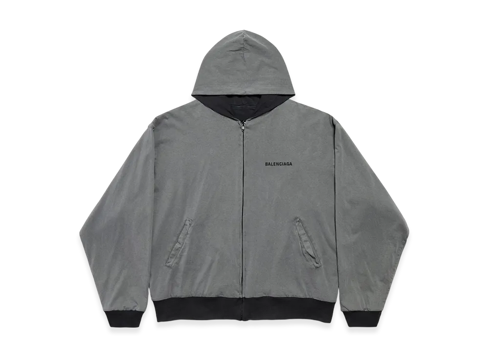 BALENCIAGA BALENCIAGA Back Reversible Zip-up Hoodie "Grey/Faded Black"
