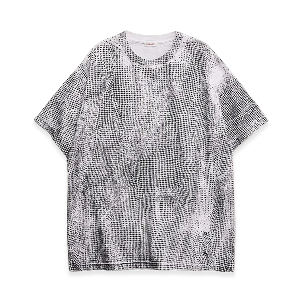 NICENESS Lydon Houndstooth Print Faded T-Shirt "Off White"