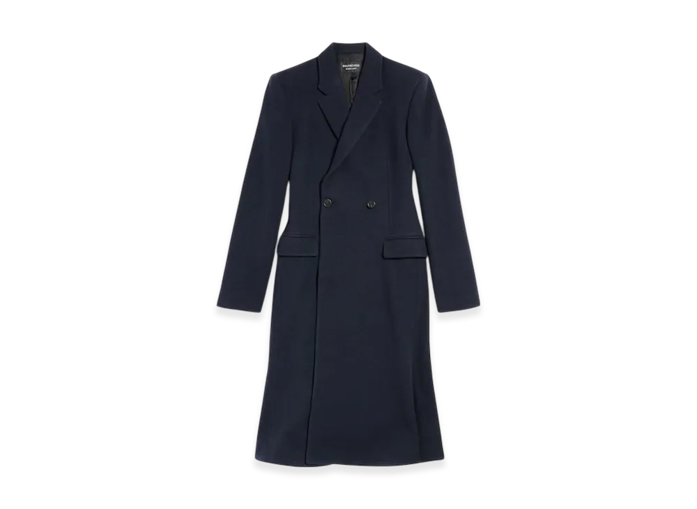 BALENCIAGA Women's Godet Midi Coat "Corporate Navy"