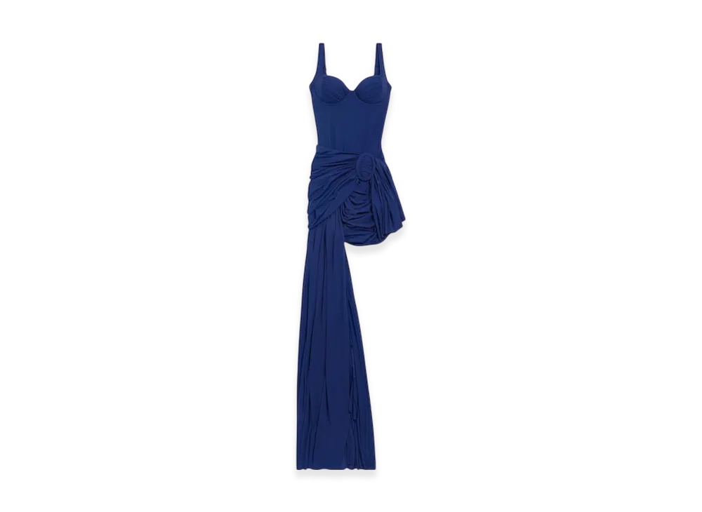 BALENCIAGA Women's Open Back Mini Dress "Elegant Blue"