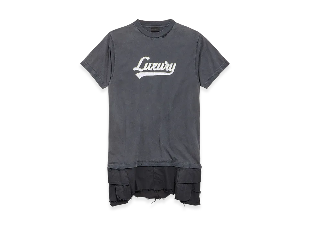 BALENCIAGA Luxury Script Hybrid T-shirt Cargo Dress "Black"