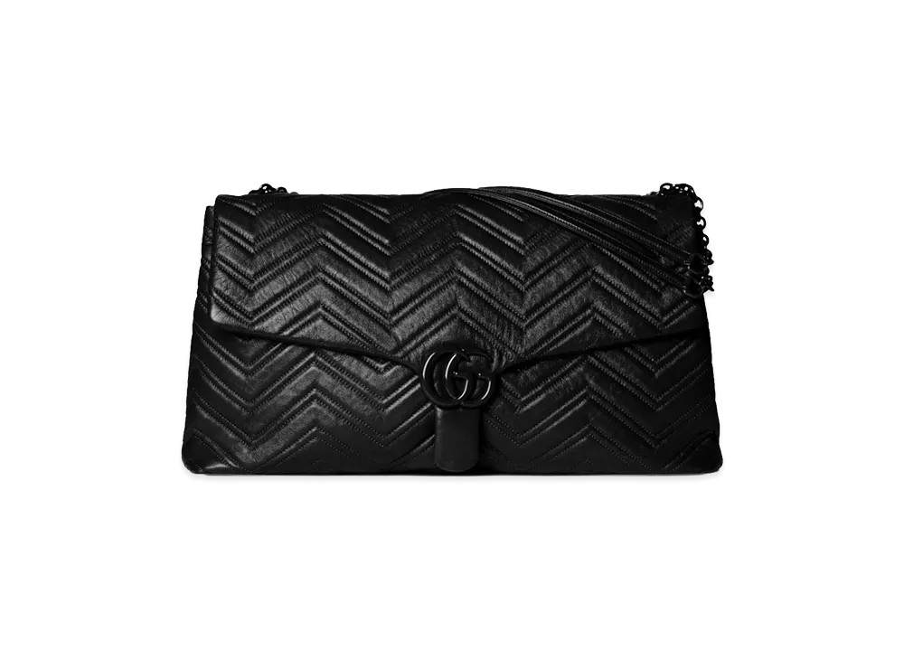 GUCCI Women's Leather Maxi GG Marmont Shoulder Bag "Black"