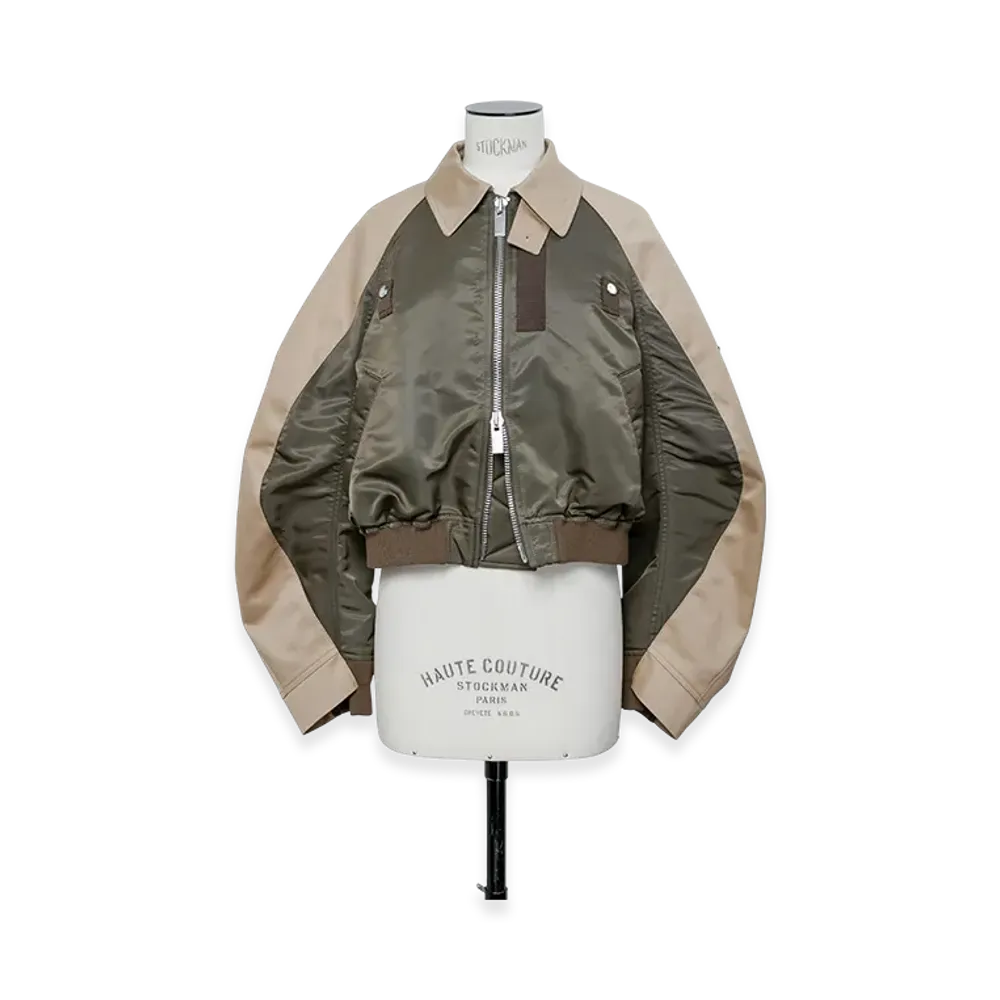 sacai Cotton Chino x Nylon Twill Blouson "Dark Khaki/Beige"