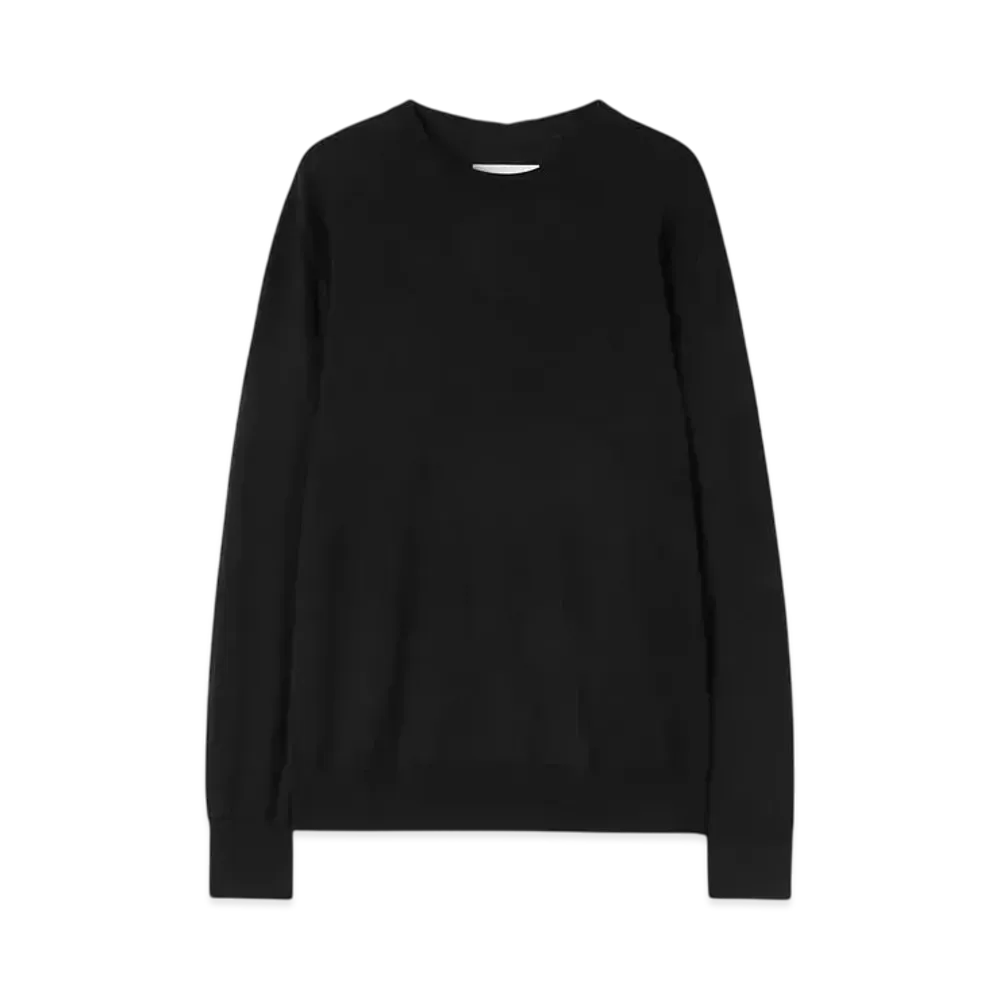 Jil Sander Men's Midweight Wool Crew-Neck Sweater "Black"