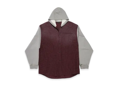 BALENCIAGA Hooded Hybrid Shirt "Red/Grey"