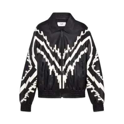 CELINE Over Size Blouson / Soft Lamskin "Black/White"