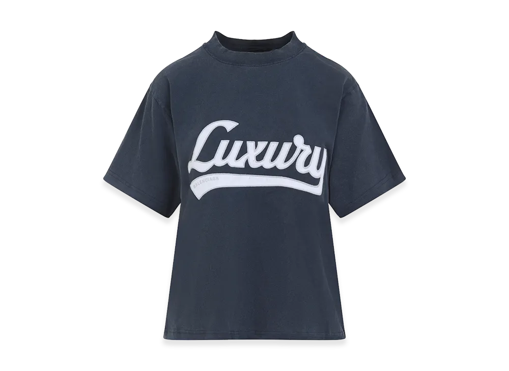 BALENCIAGA Women's T-Shirt With Luxury Script "Blue"