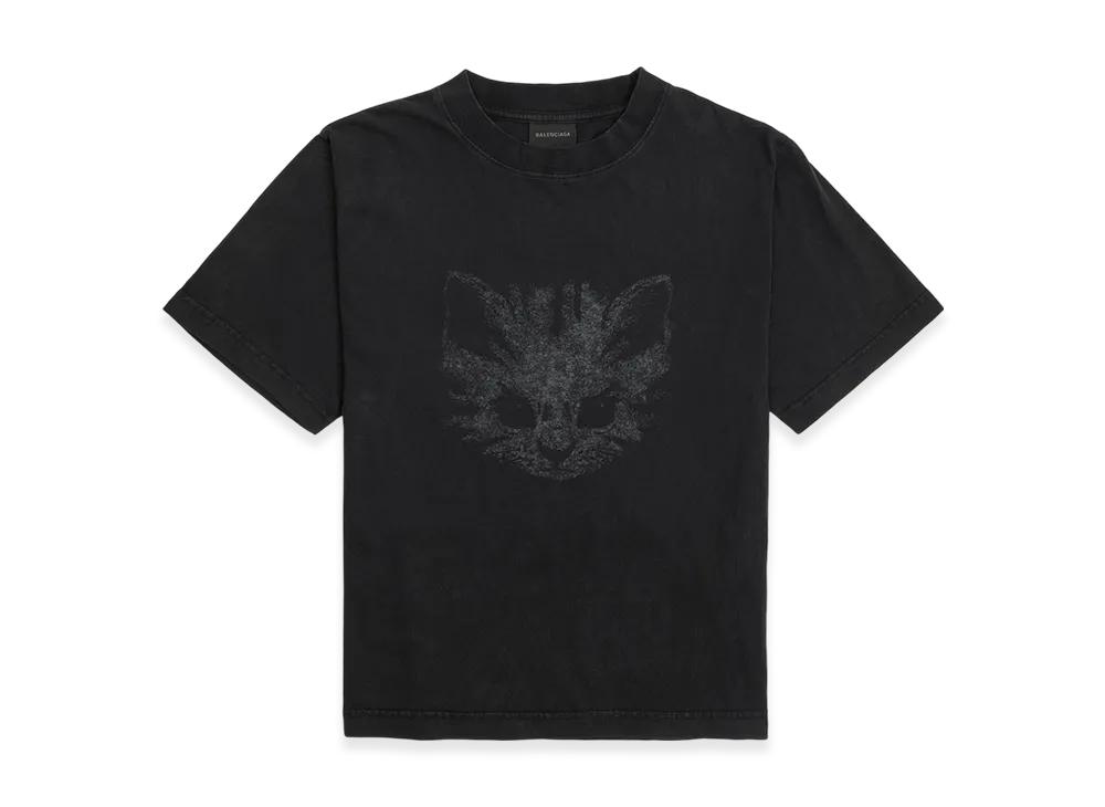 BALENCIAGA Wikittycat T-shirt Medium Fit "Faded Black/White"