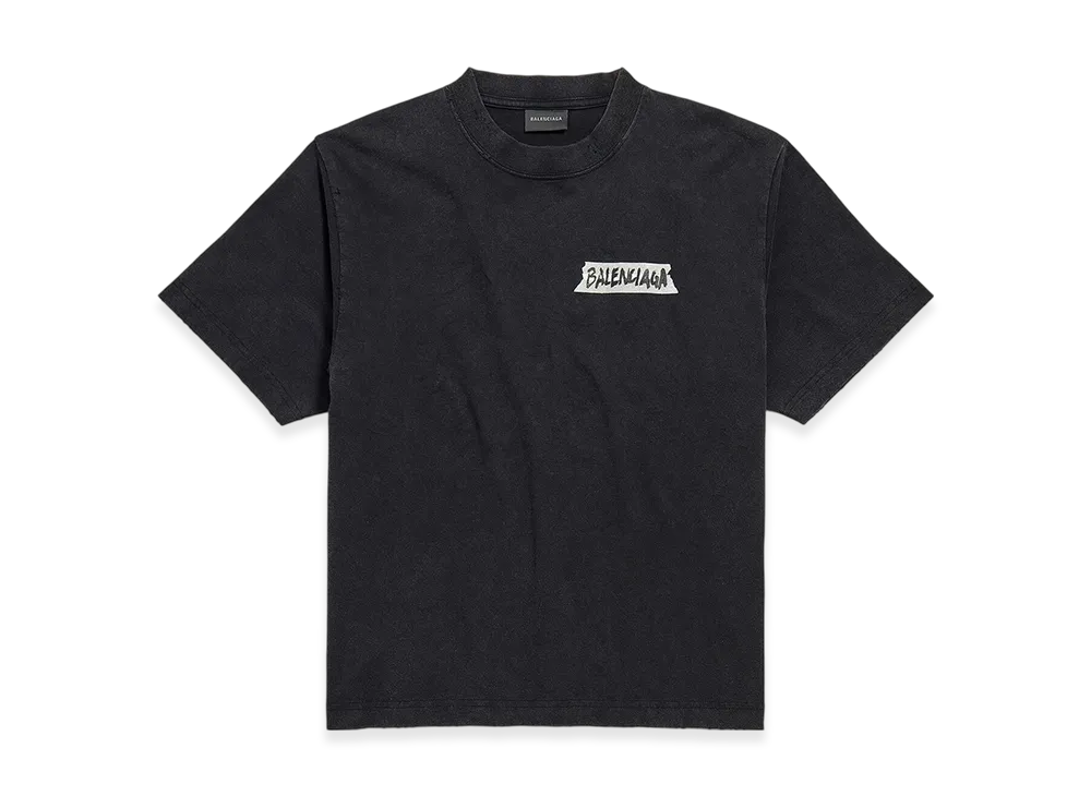 BALENCIAGA Masking Tape T-shirt Medium Fit "Faded Black"