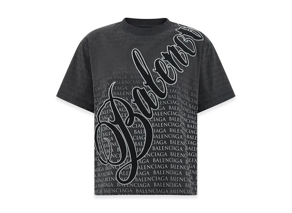 BALENCIAGA Women's 'Cursive' T-Shirt "Black"