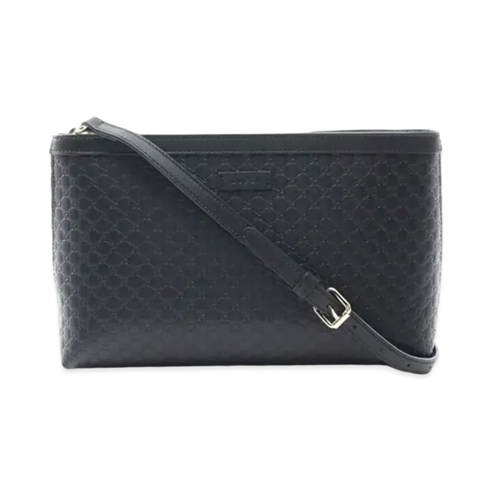 GUCCI 2way Shoulder Bag Micro Guccisima "Black"