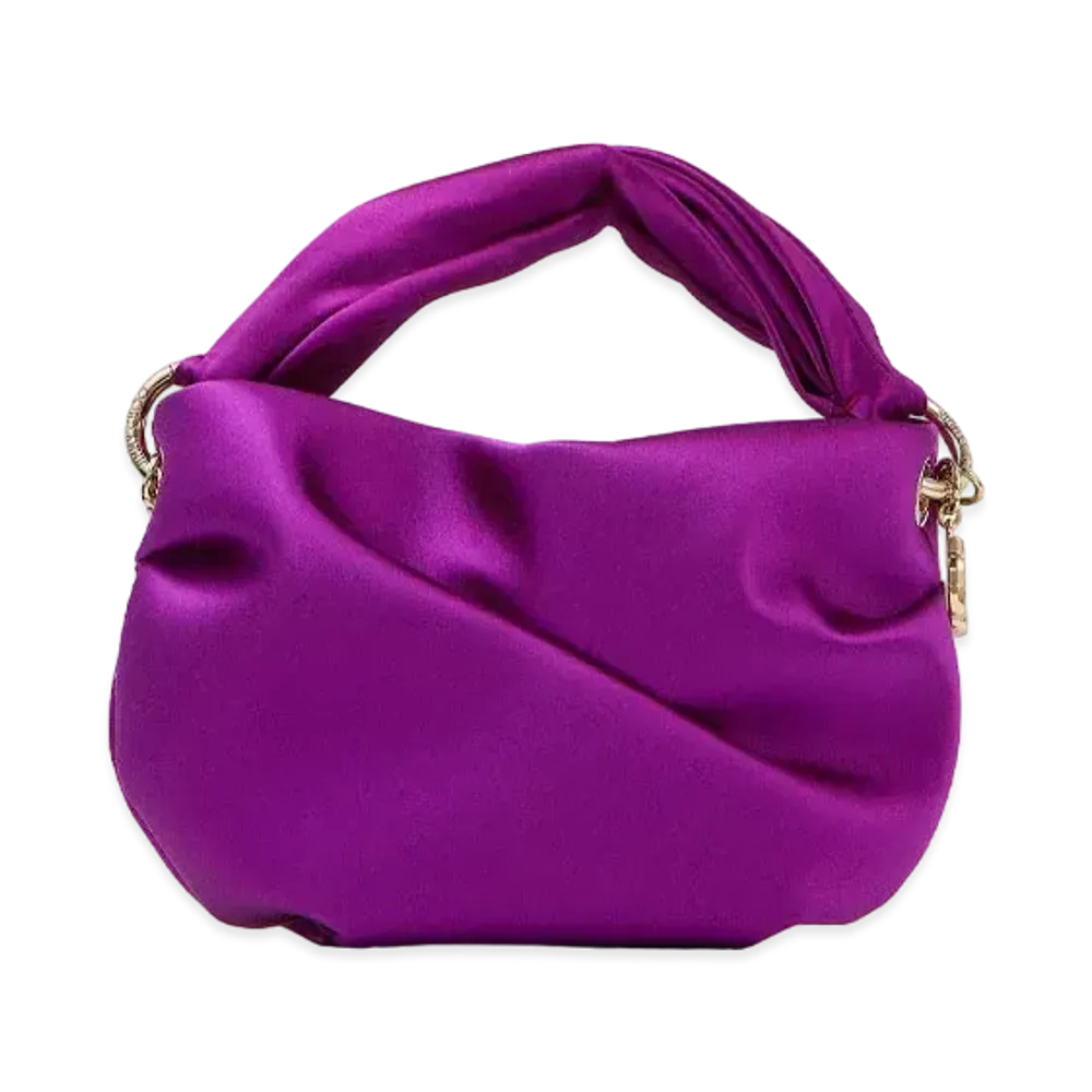 JIMMY CHOO BONNY Satin Bag With Twisted Handle "Pink Violet"