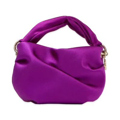 JIMMY CHOO BONNY Satin Bag With Twisted Handle "Pink Violet"
