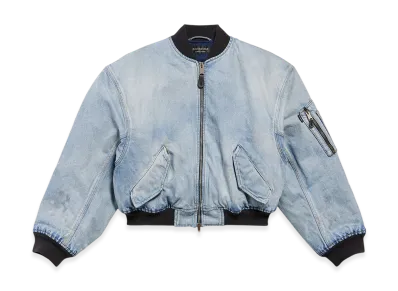 BALENCIAGA Standard Bomber Jacket "Dirty Effect Light Blue"