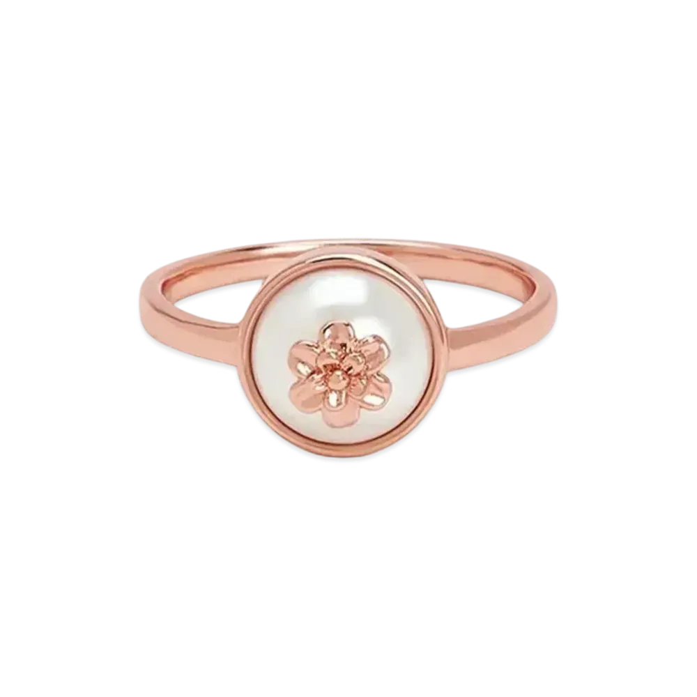 CHARLES & KEITH Flower Embellished Pearl Ring "RoseGold"