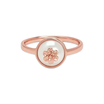 CHARLES & KEITH Flower Embellished Pearl Ring "RoseGold"