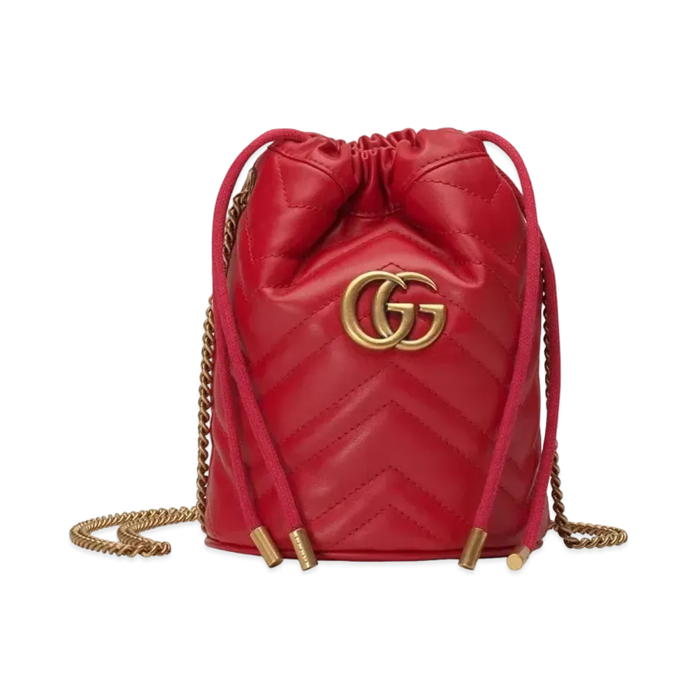 GUCCI GG Marmont Mini Bucket Bag "Red"