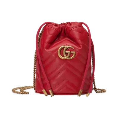GUCCI GG Marmont Mini Bucket Bag "Red"