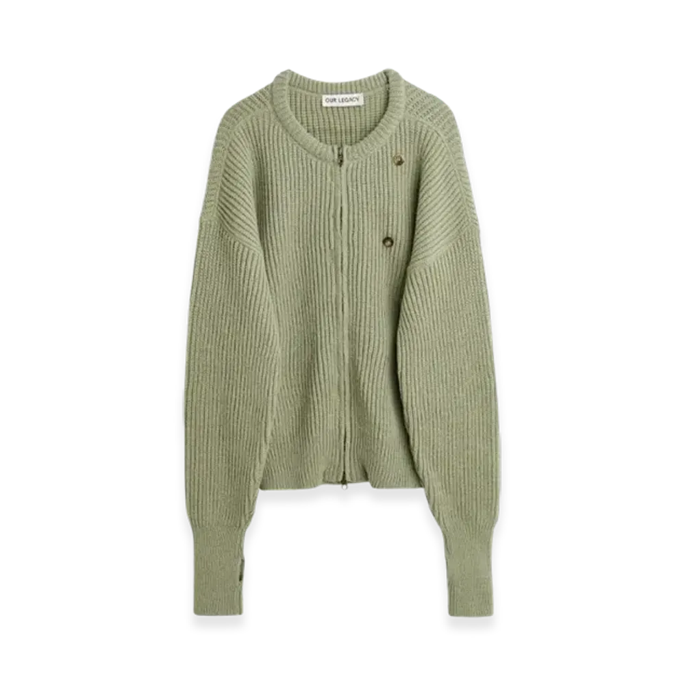 OUR LEGACY Zip Wrap Cardigan Quotidian Wool "Refined Green"
