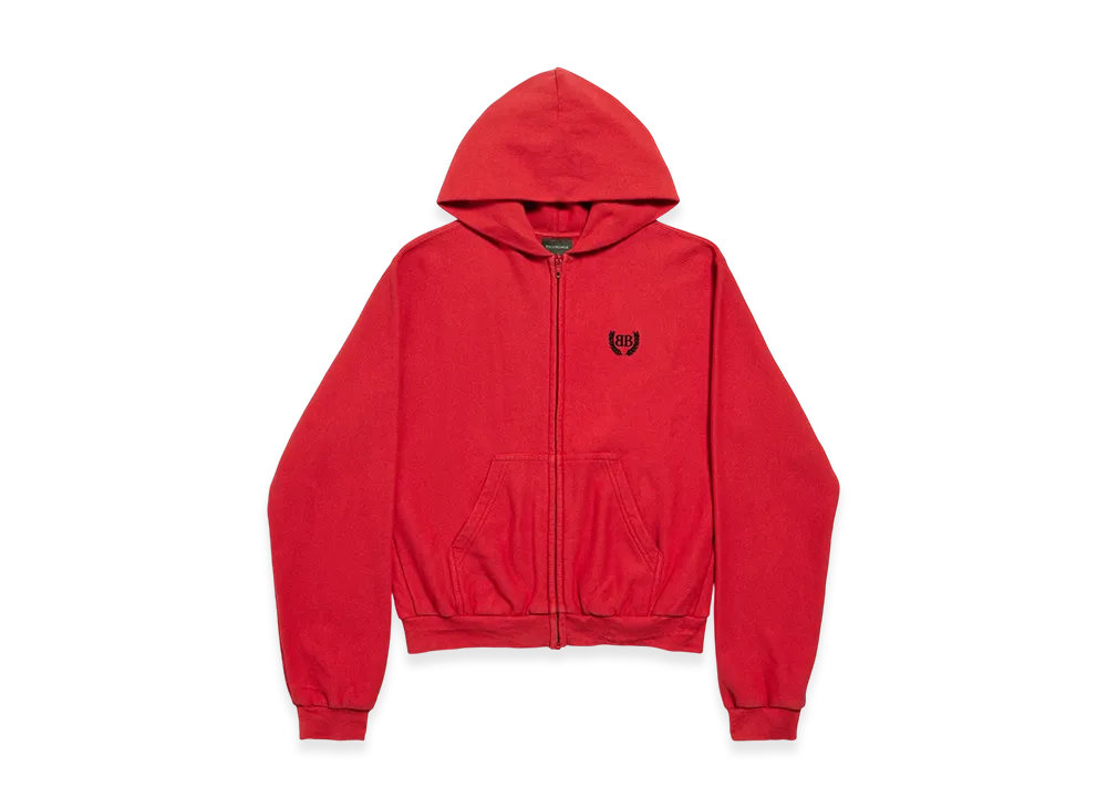 BALENCIAGA Laurel Classic Zip-up Hoodie Regular Fit "Red/Black"