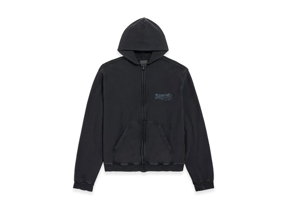BALENCIAGA Washed Crayon Political Zip-up Hoodie Regular Fit "Faded Black"