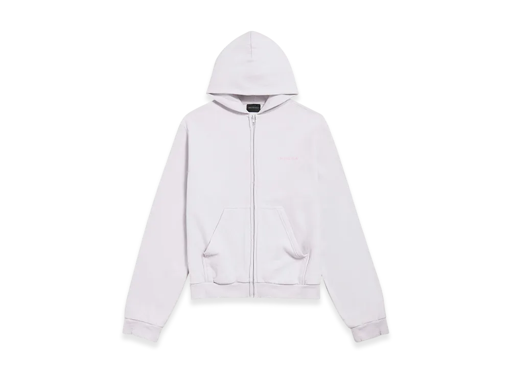 BALENCIAGA BALENCIAGA Back Zip-up Hoodie Regular Fit "Dirty Effect White/Baby Pink"