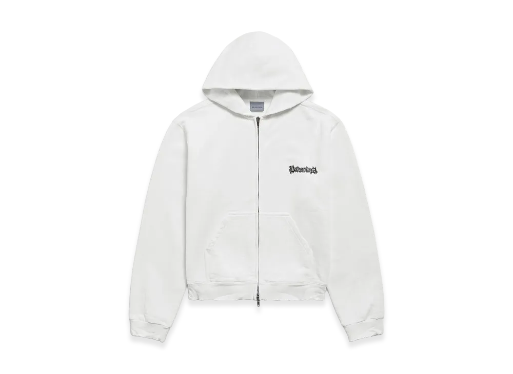 BALENCIAGA Women's Salon De Couture Zip-Up Hoodie Regular Fit "White"