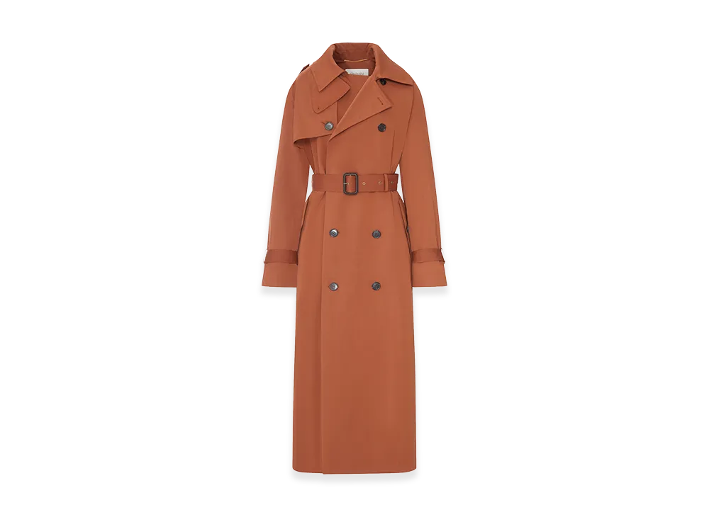 Saint Laurent Women's Trench Coat In Water-Repellent Cotton And Silk "Mocha"