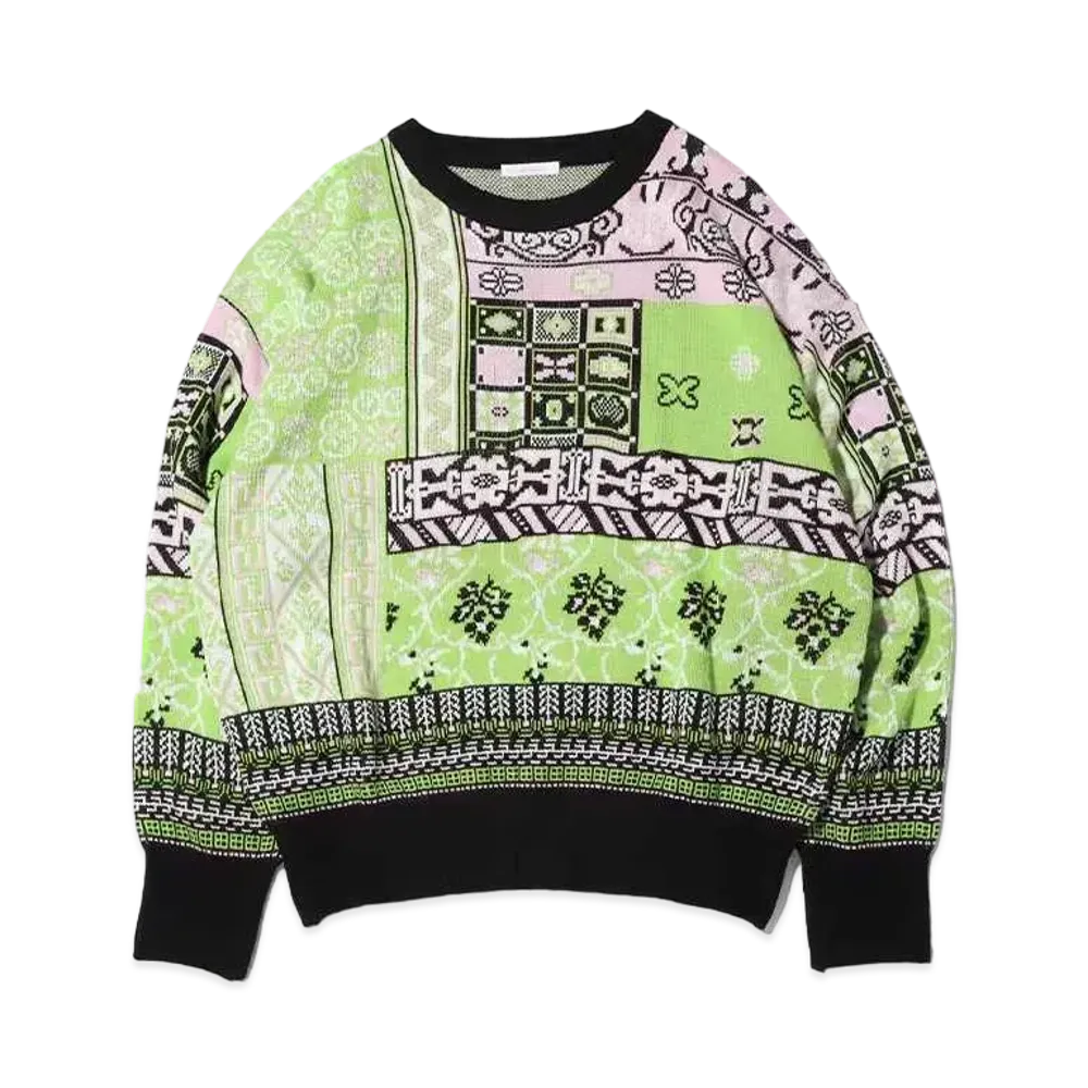 atmos pink Paneled Knit Pullover "Green"