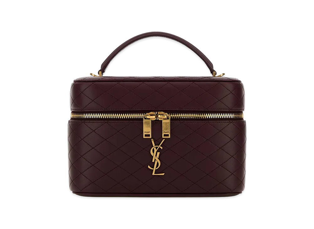 Saint Laurent Women's Aubergine Leather Large Vanity Gaby Handbag "Bordeaux"