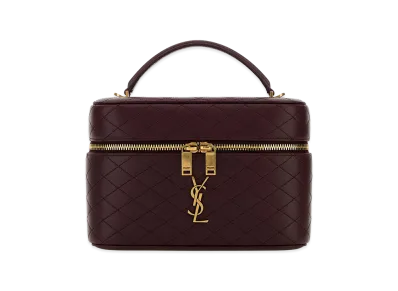 Saint Laurent Women's Aubergine Leather Large Vanity Gaby Handbag "Bordeaux"